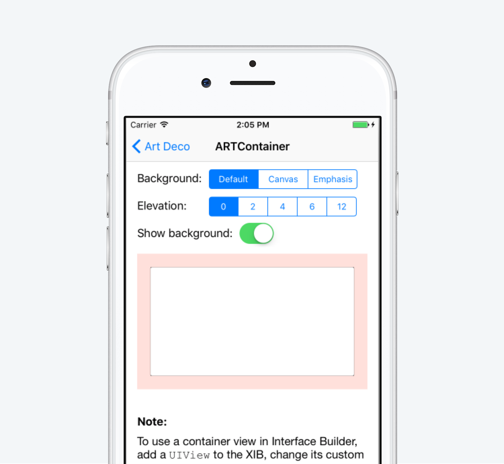 Screenshot of the iOS Sample App
